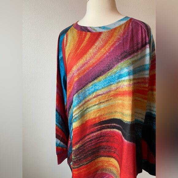 Tendency NWT Spring Rainbow Colorful Lightweight Long Sleeve Sweatshirt Size XXL - Picture 2 of 9